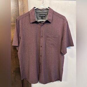 Men’s Subculture Burgundy Short Sleeve Button-Up Shirt | Size Large